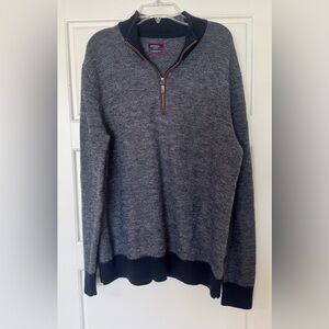 UNTUCKit Belguardo Merino Wool Quarter Zip Sweater Navy Blue Lightweight Size XL